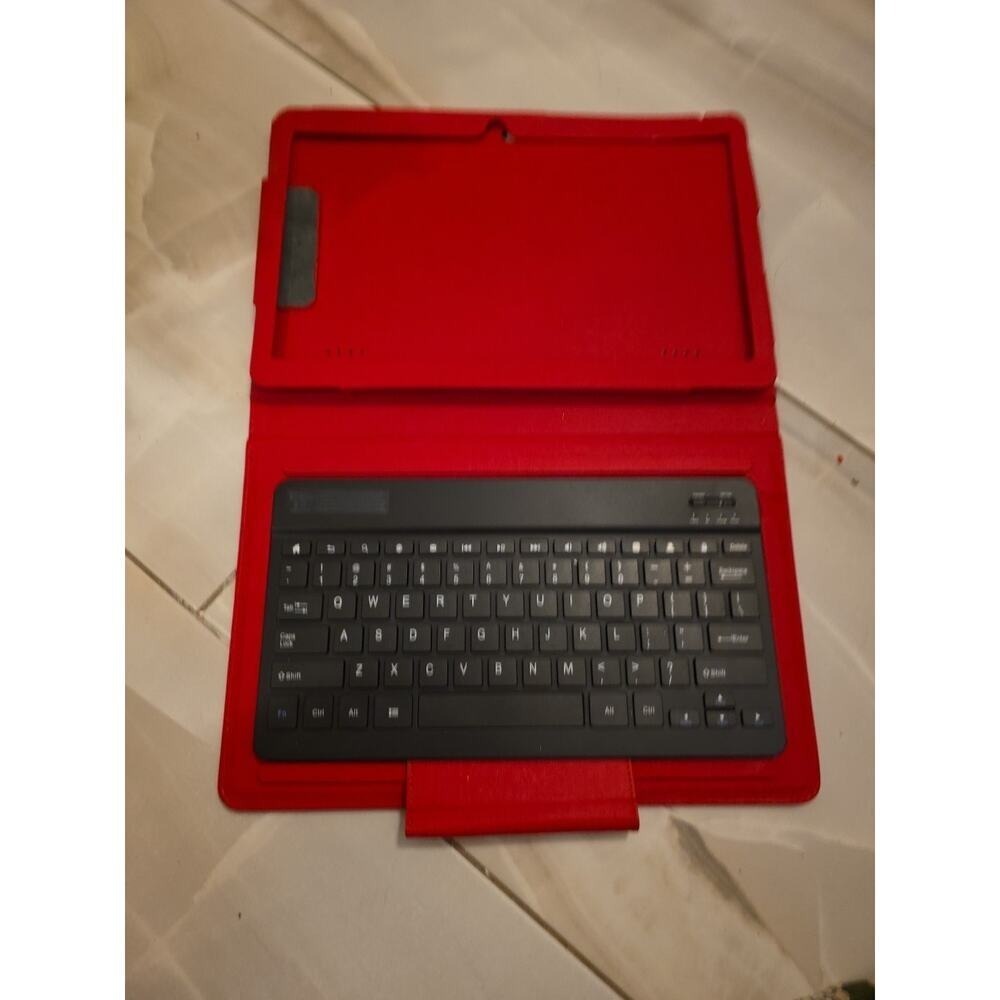 Bluetooth Tablet Keyboard Folio Case Red Model KBT13 Wireless QWERTY Slim F1 - Picture 2 of 16